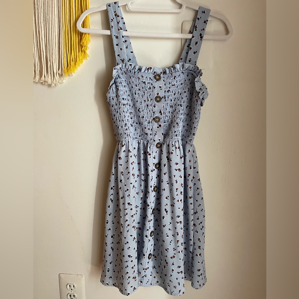 Sienna Sky Light Blue Floral Button Dress